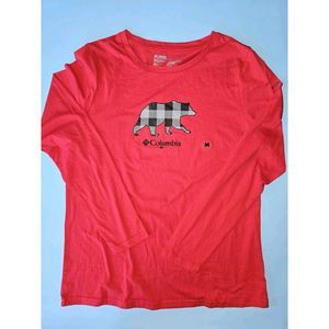 NEW Columbia Long Sleeve Tee With Plaid Bear